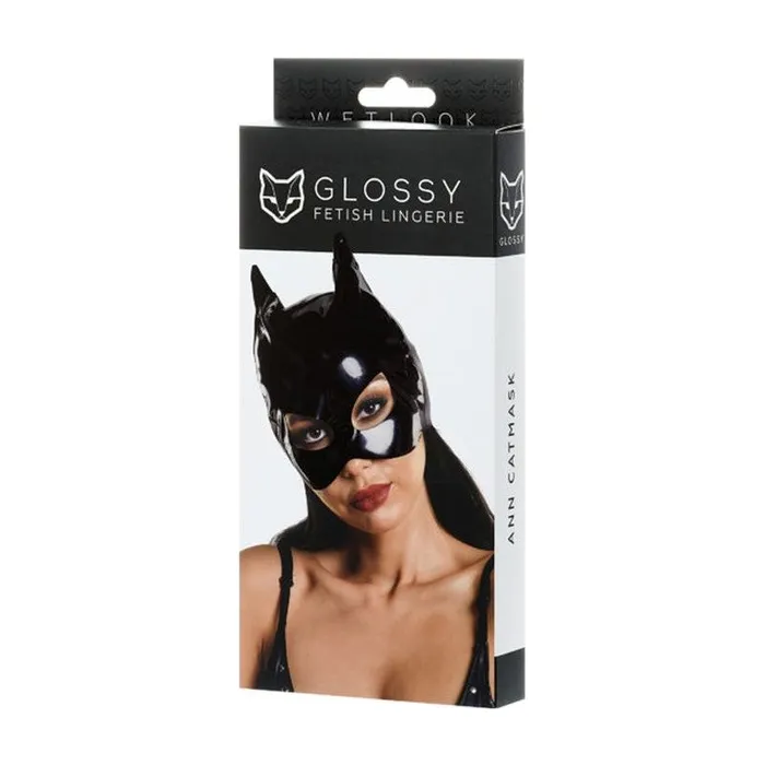 Bodystockings Playsuits Glossy Wetlook Cat Mask Black One size Glossy