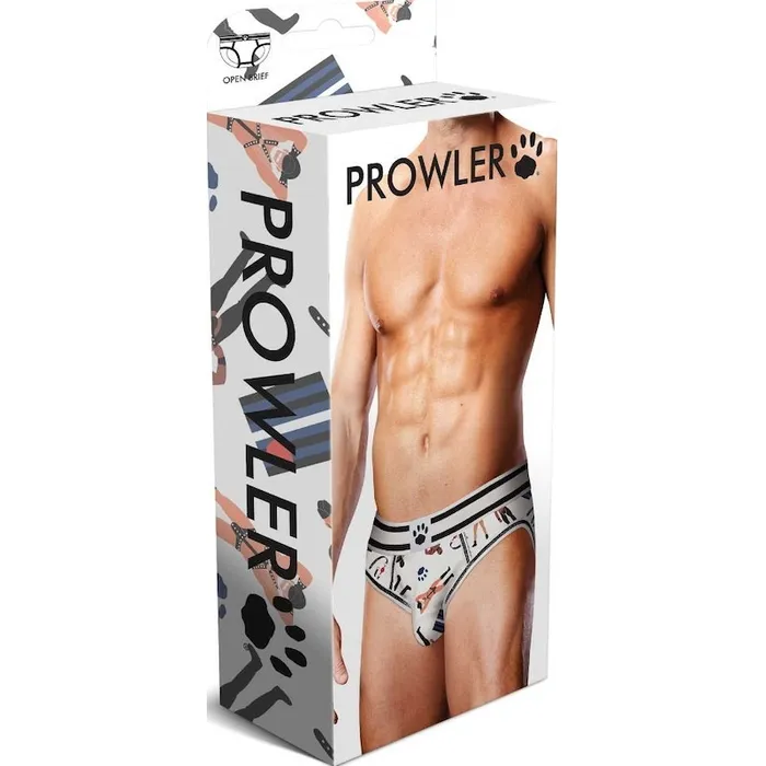 Mens Underwear Prowler Prowler Leather Pride Open Brief White Small