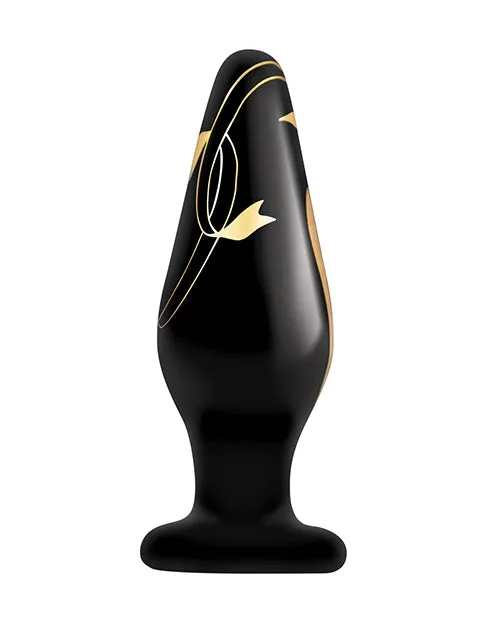 Secret Kisses 45 Handblown Wide Glass Plug Blackgold Xgen Anal