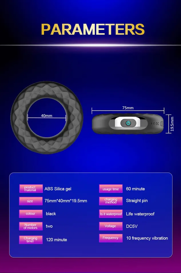 Stretchable Delay Ejaculation Silicone Cock Ring Vibrator Onion Toy Male Sex Toys