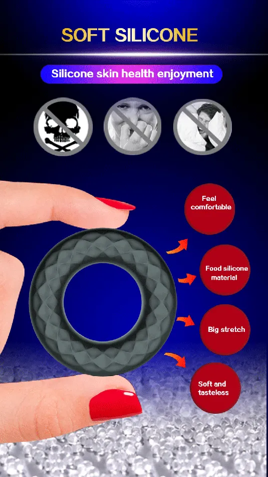 Stretchable Delay Ejaculation Silicone Cock Ring Vibrator Onion Toy Male Sex Toys