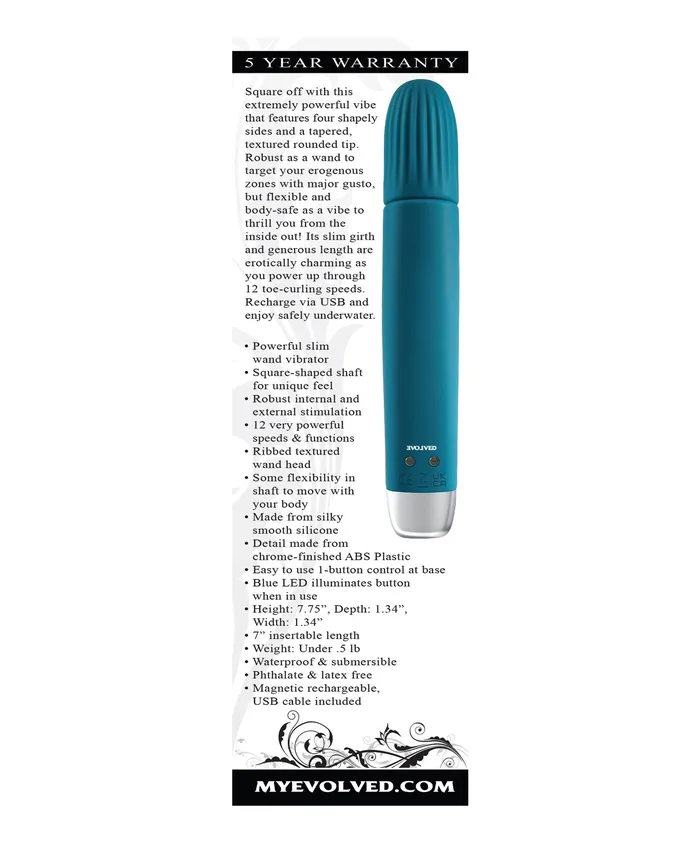 Vibrators Evolved Novelties INC Evolved Super Slim Wand Teal
