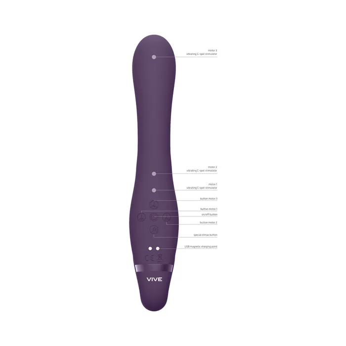 Female Sex Toys Shots America VIVE SUKI Rechargeable Triple Motor PulseWave Vibrating Silicone Strapless StrapOn