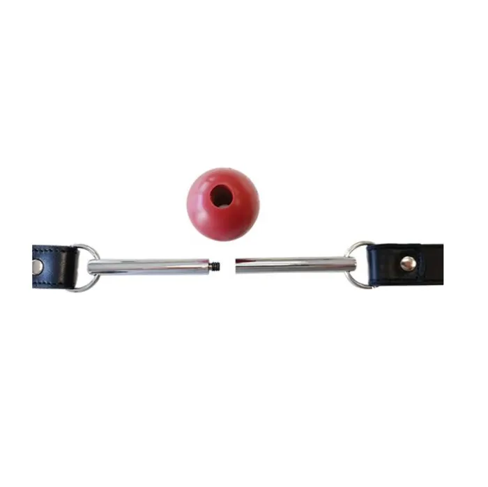 Rouge Male Sex Toys Leather Ball Gag with Stainless Steel Rod and Removable Ball