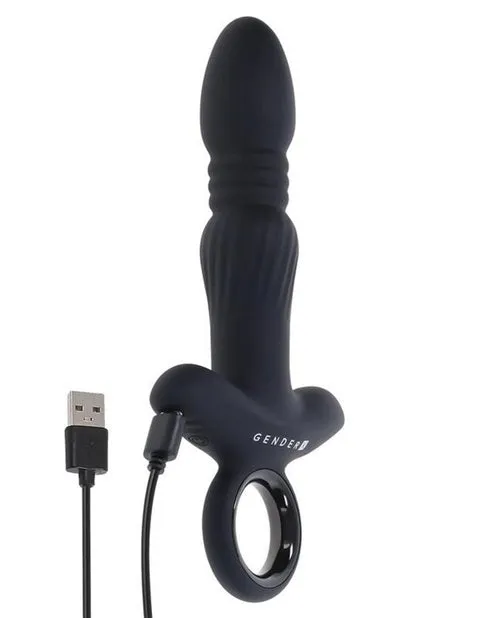Anal Evolved Novelties Slayer Rechargeable Silicone Thrusting Anal Vibrator Black