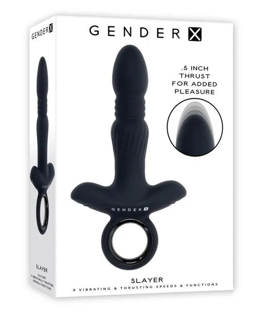 Anal Evolved Novelties Slayer Rechargeable Silicone Thrusting Anal Vibrator Black