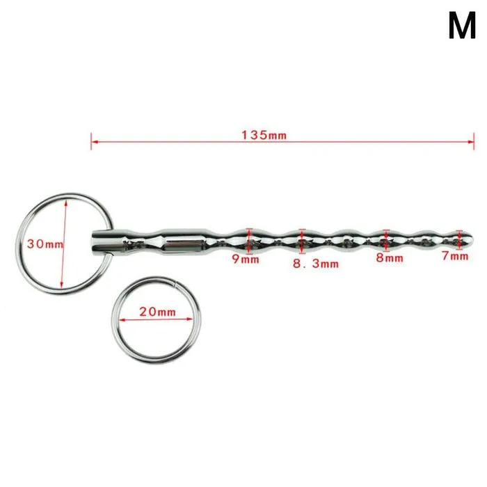 Beaded Prince Wand With Cock Ring 512 Inches to 531 Inches Long CHASTITY CAGE CO Male Sex Toys