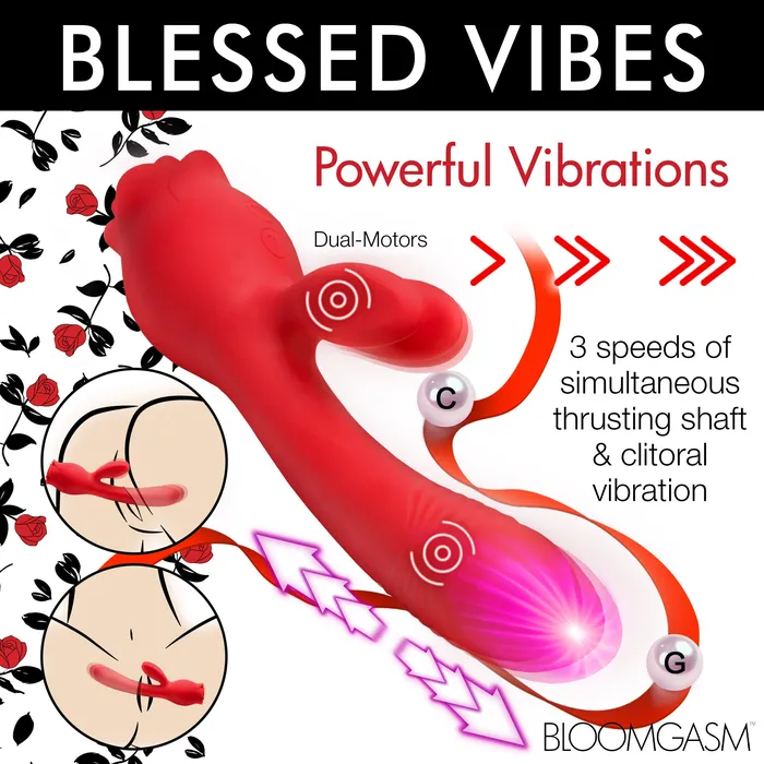 Blooming Bunny Sucking and Thrusting Silicone Rabbit Vibrator Bloomgasm Vibrators