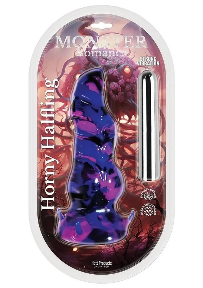 Dildos Hott Products Monster Romance Horny Halfling Rechargeable Dong PurpleMulticolor