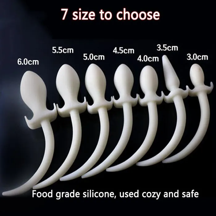 House of Dasein Anal Butt Plug Tails White Silicone Puppy Luminous Anal Dog Tail Butt Plug