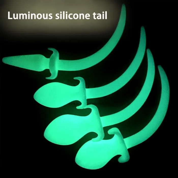 House of Dasein Anal Butt Plug Tails White Silicone Puppy Luminous Anal Dog Tail Butt Plug
