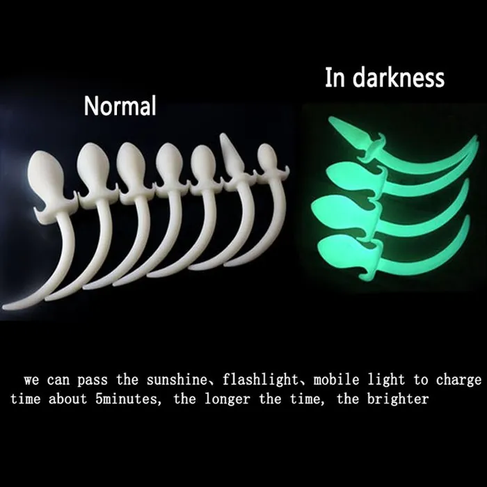 House of Dasein Anal Butt Plug Tails White Silicone Puppy Luminous Anal Dog Tail Butt Plug