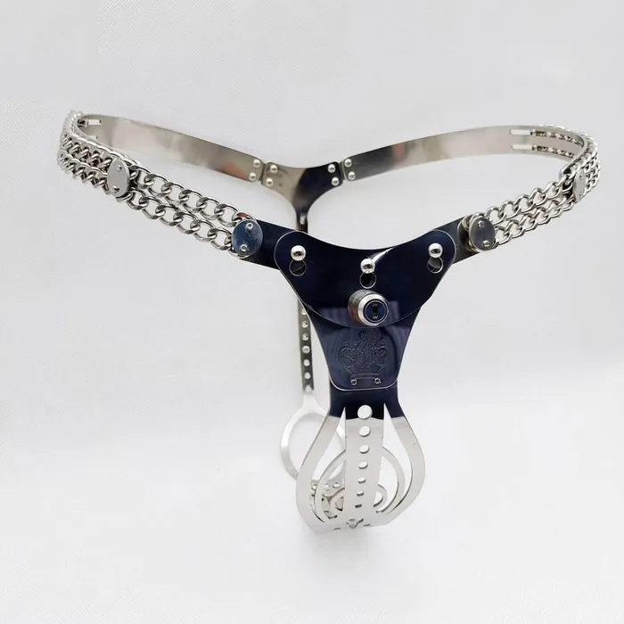 Male Sex Toys CHASTITY CAGE CO Stainless Steel 20 Hollowed Out Adjustable Chastity Belt For Female