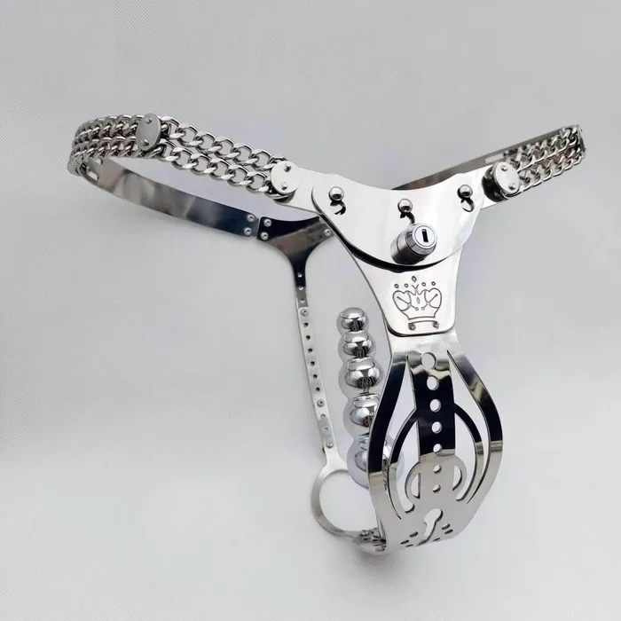 Male Sex Toys CHASTITY CAGE CO Stainless Steel 20 Hollowed Out Adjustable Chastity Belt For Female