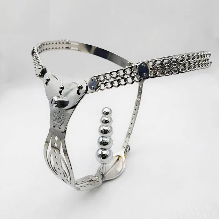 Male Sex Toys CHASTITY CAGE CO Stainless Steel 20 Hollowed Out Adjustable Chastity Belt For Female