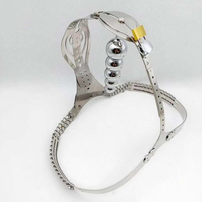 Male Sex Toys CHASTITY CAGE CO Stainless Steel 20 Hollowed Out Adjustable Chastity Belt For Female