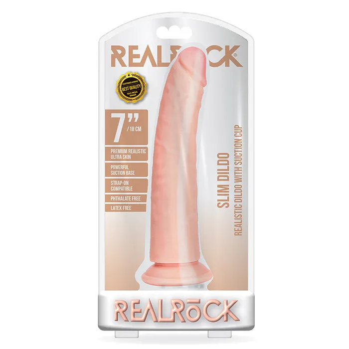 Realrock 7In Slim Dildo Wsuction Beige Shots America Llc Dildos