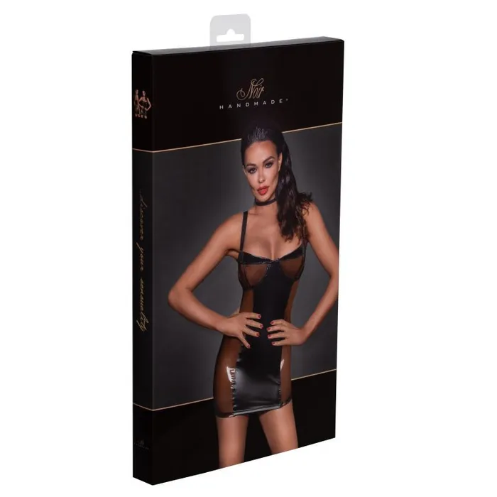 Anal Short Dress w Power Wetlook Panels Small Black Noir Anal Short Dress w Power Wetlook Panels Small Black Noir