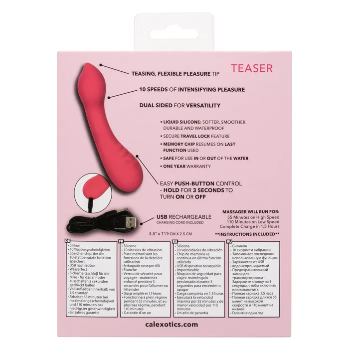 CalExotics Female Sex Toys Pixies TEASER Mini Vibrator with Teasing Flexible Pleasure Tip Pink