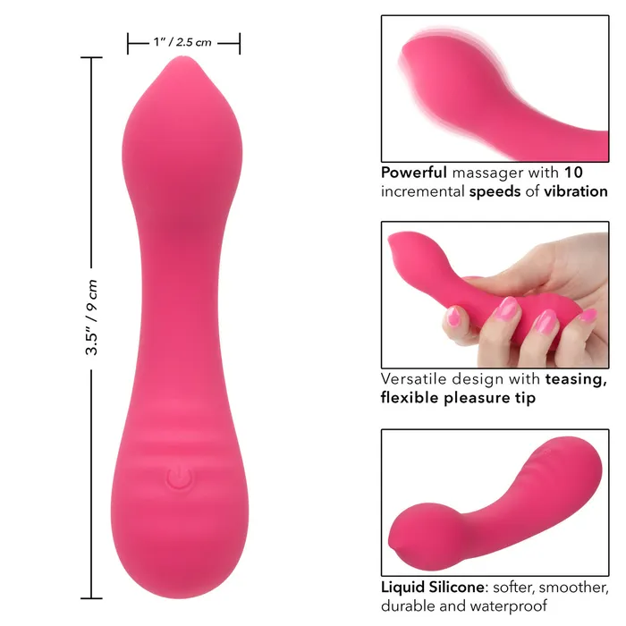 CalExotics Female Sex Toys Pixies TEASER Mini Vibrator with Teasing Flexible Pleasure Tip Pink