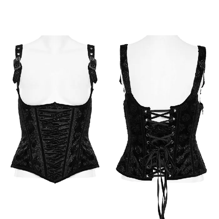 EVEs SECRETS Couples Retro Gothic Velvet Corset with LaceUp Detailing