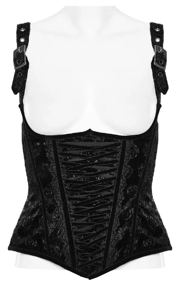 EVEs SECRETS Couples Retro Gothic Velvet Corset with LaceUp Detailing