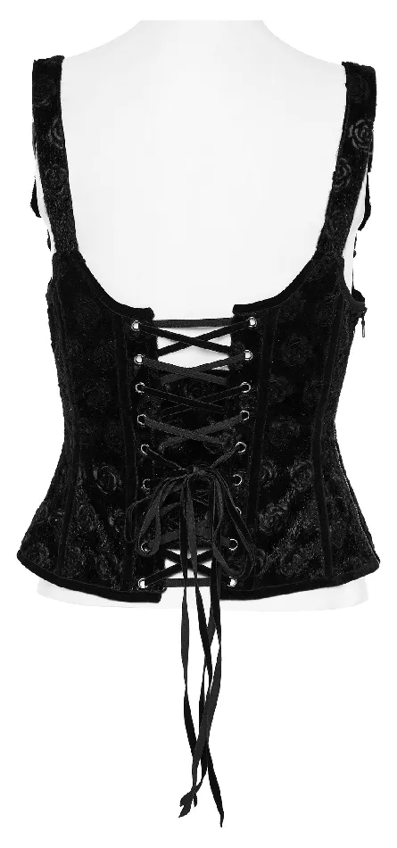 EVEs SECRETS Couples Retro Gothic Velvet Corset with LaceUp Detailing