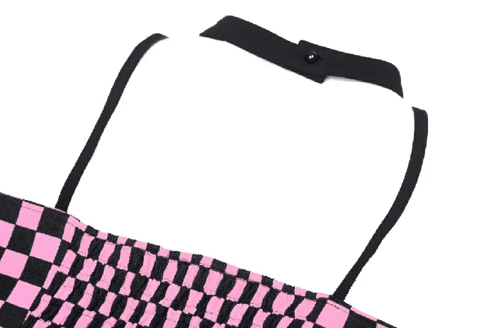 EVEs SECRETS Halter Crop Top in Black and Pink Featuring Strappy Design Vibrators