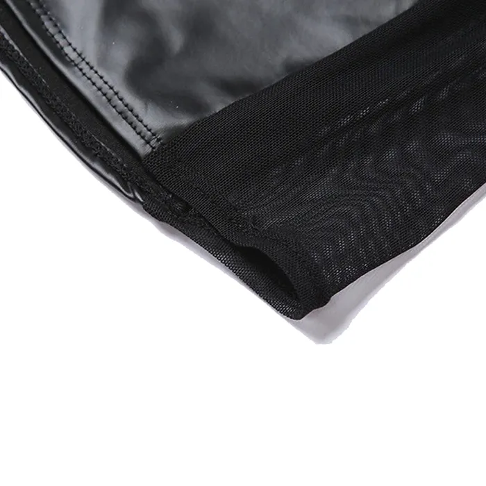 Female Sex Toys EVEs SECRETS Sexy Black Mini Dress for Ladies PU Leather Dress with LaceUp Hollow Open Back