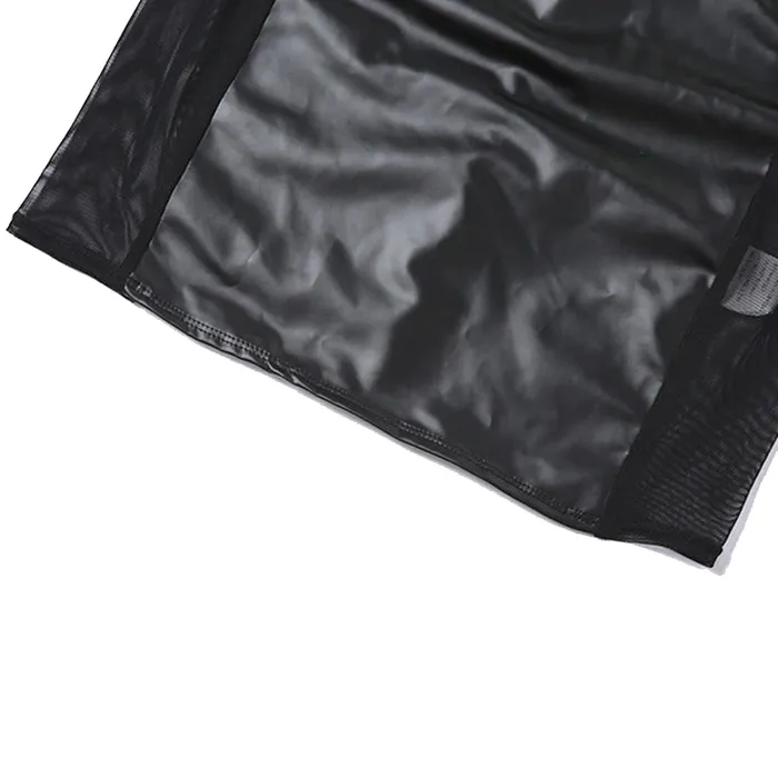 Female Sex Toys EVEs SECRETS Sexy Black Mini Dress for Ladies PU Leather Dress with LaceUp Hollow Open Back