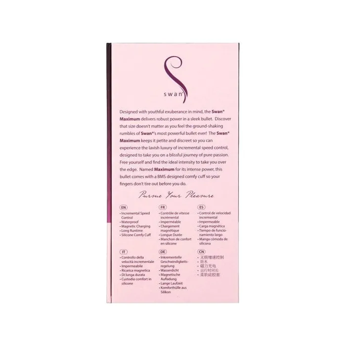 Vibrators Swan Maximum Comfy Cuff Rechargeable Bullet Pink Pink